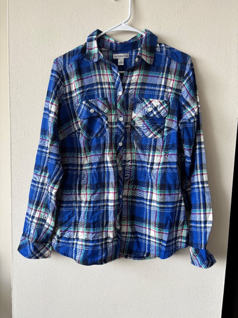 Croft and Barrow Blue Plaid Button Down Flannel - Size Small - NWT